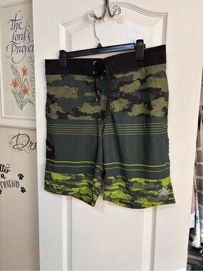 ZeroXposur Olive & Black Camo Swim Trunks